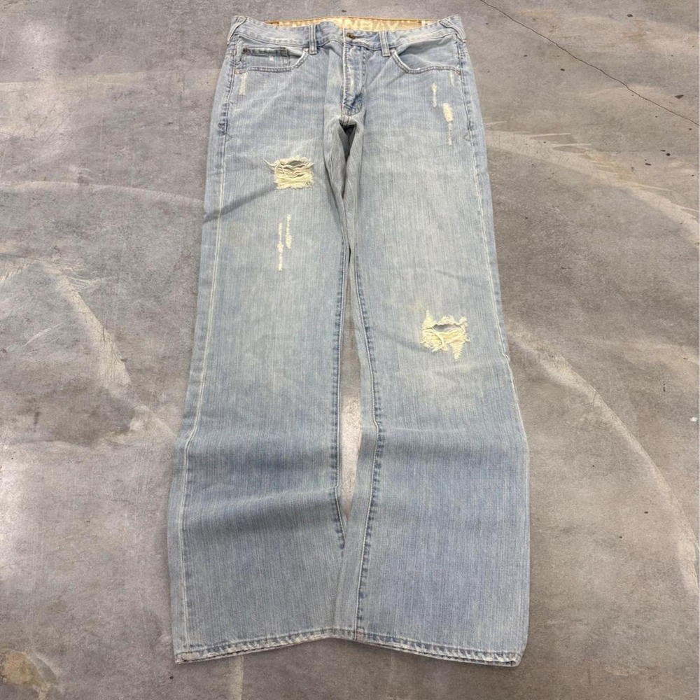 Unionbay Y2K Distressed Light Wash Bootcut Jeans 34x34 Mens Blue Relaxed Fit